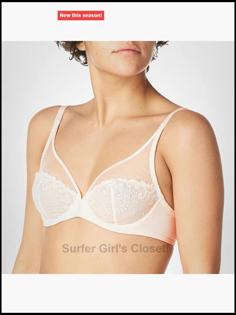 Sheer Mesh Underwire Plunge Bra Full Coverage French Style Supportive